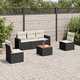 vidaXL 6-Piece Lounge Set with Cushions Poly Rattan Black