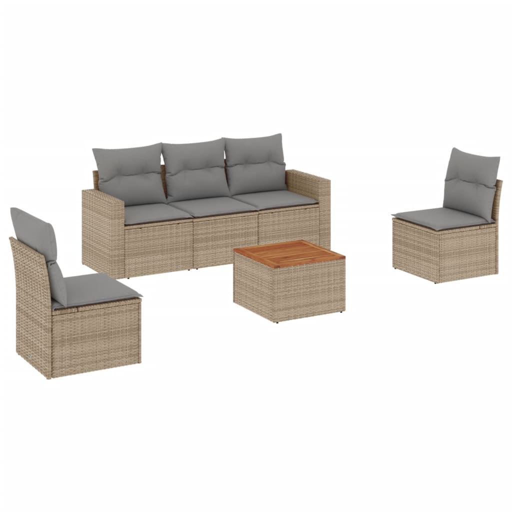 vidaXL 6-Piece Lounge Set with Cushions Poly Rattan Black