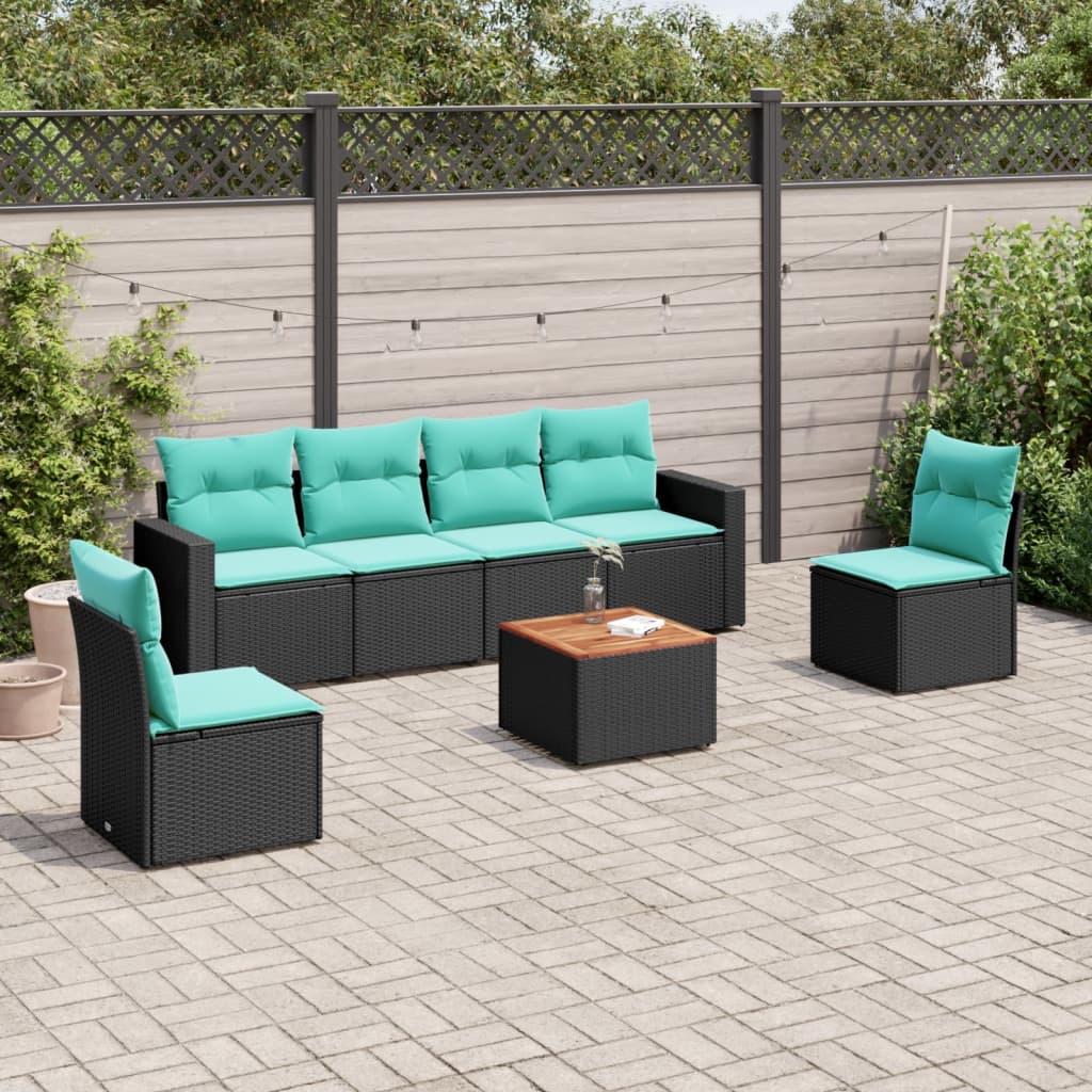 vidaXL 7-delige Loungeset met kussens poly rattan grijs