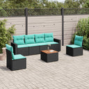 vidaXL 7-delige Loungeset met kussens poly rattan grijs