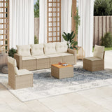 vidaXL 7-delige Loungeset met kussens poly rattan zwart