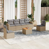 vidaXL 7-delige Loungeset met kussens poly rattan zwart