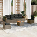 vidaXL 7-delige Loungeset met kussens poly rattan zwart