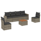 vidaXL 7-delige Loungeset met kussens poly rattan zwart