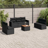 vidaXL 8-Piece Lounge Set with Cushions Poly Rattan Black