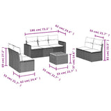 vidaXL 8-Piece Lounge Set with Cushions Poly Rattan Black