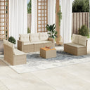 vidaXL 8-Piece Lounge Set with Cushions Poly Rattan Black