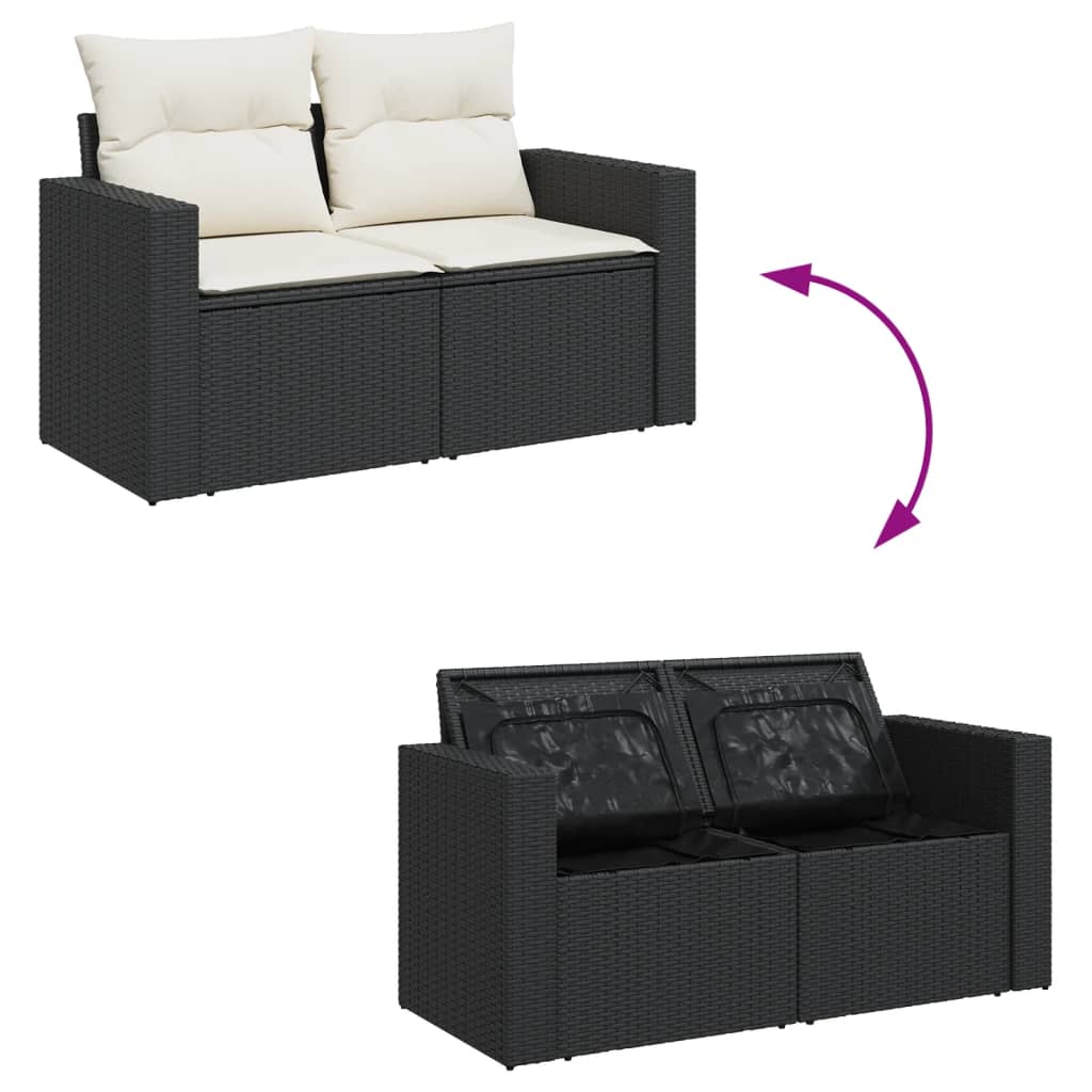 vidaXL 9-piece Lounge Set with Cushions Poly Rattan Black
