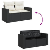 vidaXL 9-piece Lounge Set with Cushions Poly Rattan Black