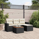 vidaXL 5-delige Loungeset met kussens poly rattan zwart