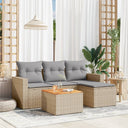 vidaXL 5-delige Loungeset met kussens poly rattan zwart