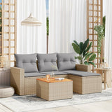 vidaXL 5-delige Loungeset met kussens poly rattan zwart