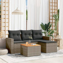 vidaXL 5-delige Loungeset met kussens poly rattan zwart