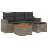 vidaXL 5-delige Loungeset met kussens poly rattan zwart