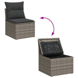 vidaXL 5-delige Loungeset met kussens poly rattan zwart