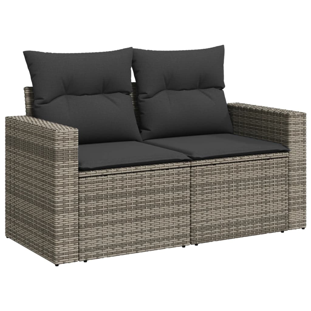 vidaXL 5-delige Loungeset met kussens poly rattan zwart