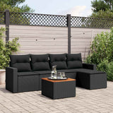 vidaXL 6-delige Loungeset met kussens poly rattan zwart