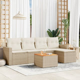 vidaXL 6-delige Loungeset met kussens poly rattan zwart