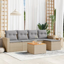 vidaXL 6-delige Loungeset met kussens poly rattan zwart