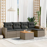 vidaXL 6-delige Loungeset met kussens poly rattan zwart
