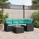 vidaXL 5-delige Loungeset met kussens poly rattan zwart