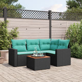 vidaXL 5-delige Loungeset met kussens poly rattan zwart