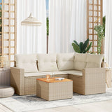 vidaXL 5-delige Loungeset met kussens poly rattan zwart