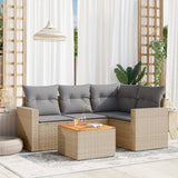 vidaXL 5-delige Loungeset met kussens poly rattan zwart