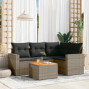 vidaXL 5-delige Loungeset met kussens poly rattan zwart