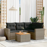 vidaXL 5-delige Loungeset met kussens poly rattan zwart