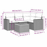 vidaXL 5-delige Loungeset met kussens poly rattan zwart