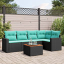 vidaXL 6-delige Loungeset met kussens poly rattan zwart