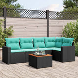 vidaXL 6-delige Loungeset met kussens poly rattan zwart