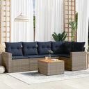 vidaXL 6-delige Loungeset met kussens poly rattan zwart