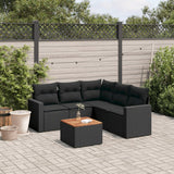 vidaXL 6-Piece Lounge Set with Cushions Poly Rattan Black