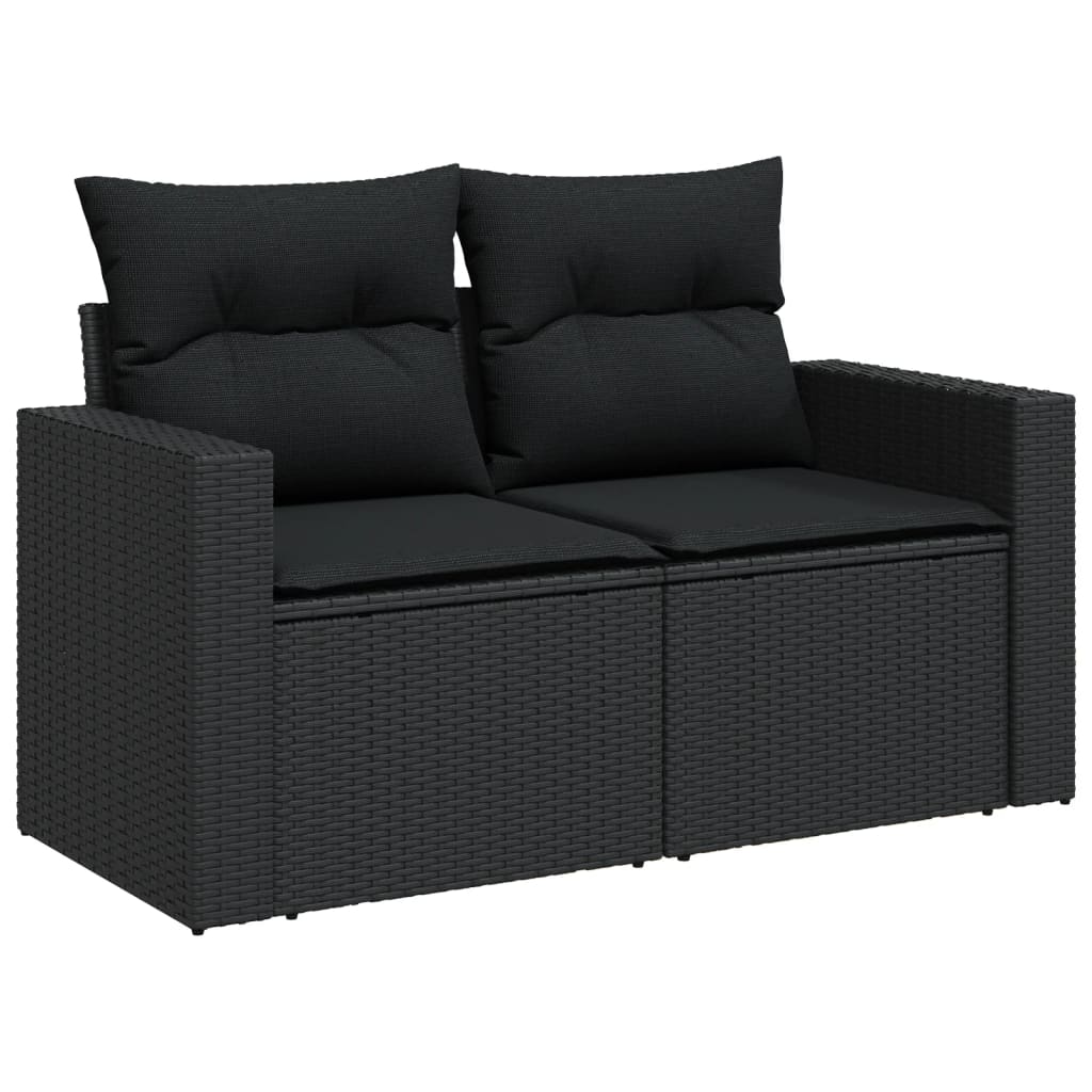 vidaXL 6-Piece Lounge Set with Cushions Poly Rattan Black