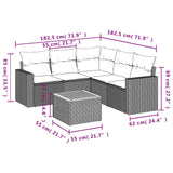 vidaXL 6-Piece Lounge Set with Cushions Poly Rattan Black
