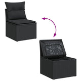 vidaXL 6-Piece Lounge Set with Cushions Poly Rattan Black