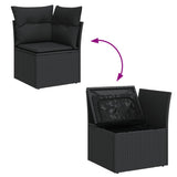 vidaXL 6-Piece Lounge Set with Cushions Poly Rattan Black
