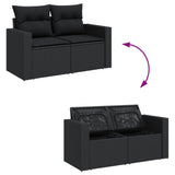 vidaXL 6-Piece Lounge Set with Cushions Poly Rattan Black