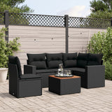 vidaXL 6-Piece Lounge Set with Cushions Poly Rattan Black