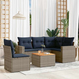 vidaXL 6-delige Loungeset met kussens poly rattan zwart