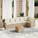 vidaXL 7-delige Loungeset met kussens poly rattan zwart