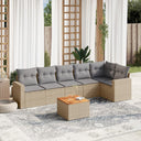 vidaXL 7-delige Loungeset met kussens poly rattan zwart