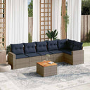vidaXL 7-Piece Lounge Set with Cushions Poly Rattan Grey