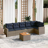 vidaXL 7-Piece Lounge Set with Cushions Poly Rattan Grey