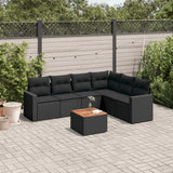 vidaXL 7-delige Loungeset met kussens poly rattan zwart