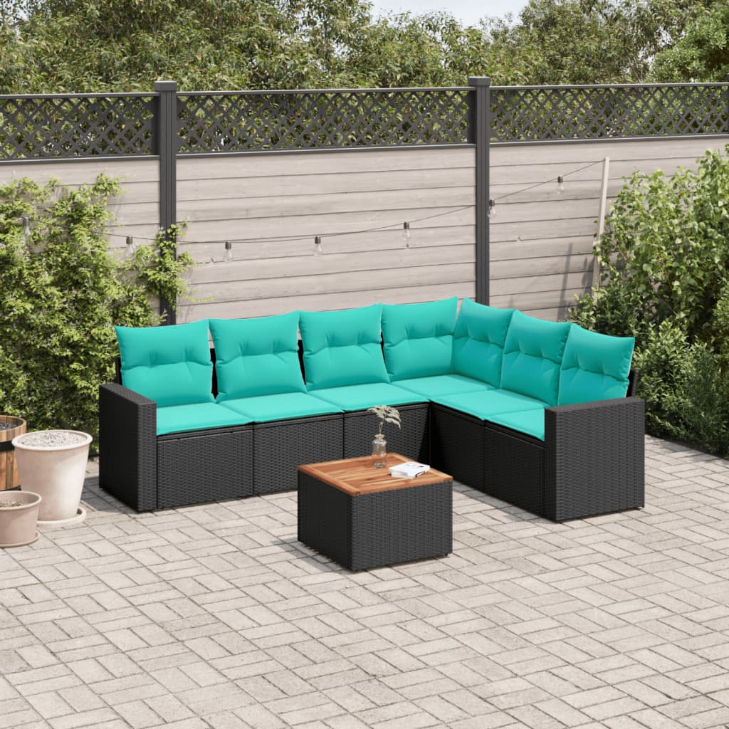 vidaXL 7-Piece Lounge Set with Cushions Poly Rattan Grey