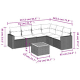 vidaXL 7-delige Loungeset met kussens poly rattan zwart