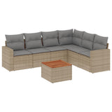 vidaXL 7-delige Loungeset met kussens poly rattan zwart